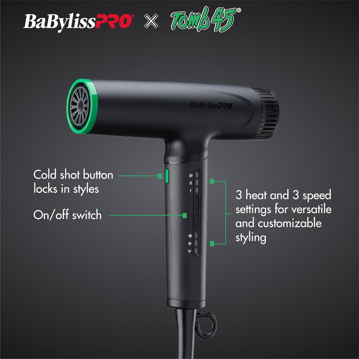 BaBylissPRO Nano Titanium Limited Edition Professional Nano Light Ionic Hair Dryer (Tomb45 Collection) - Image 5