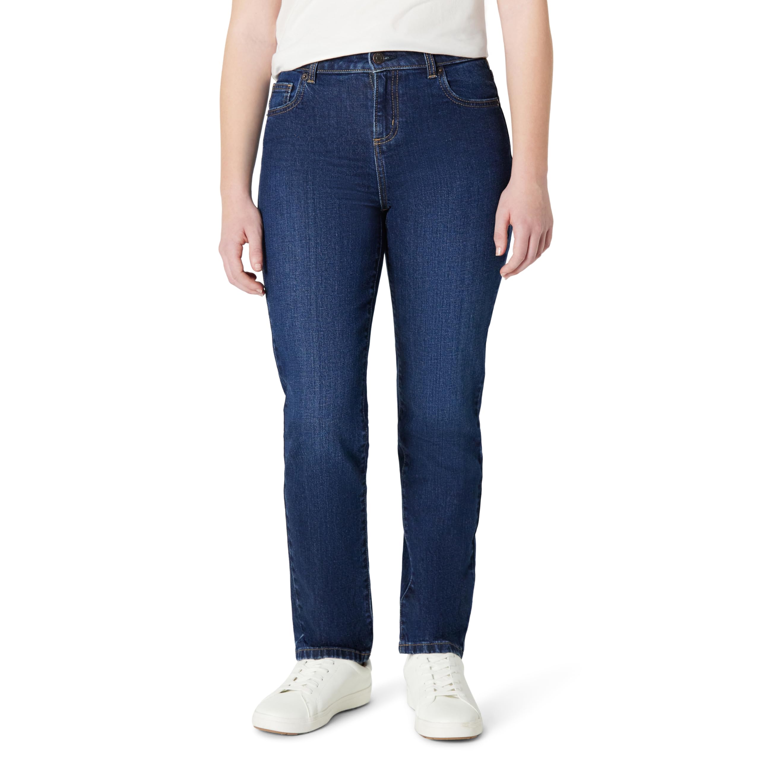 Amazon Essentials Girls' Medium Stretch Mid-Rise Straight-Fit Jean U.S. Cotton Trust Protocol U.S. Cotton Trust Protocol