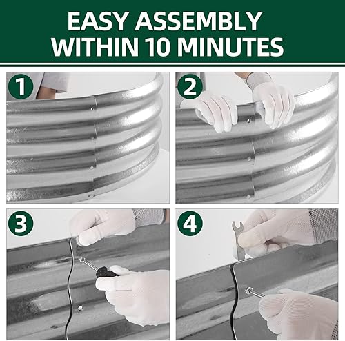 Miniatura 5 de Cama de jardín elevada galvanizada, jardineras resistentes a la putrefacción al aire libre, camas de jardín ovaladas grandes de metal para verduras,