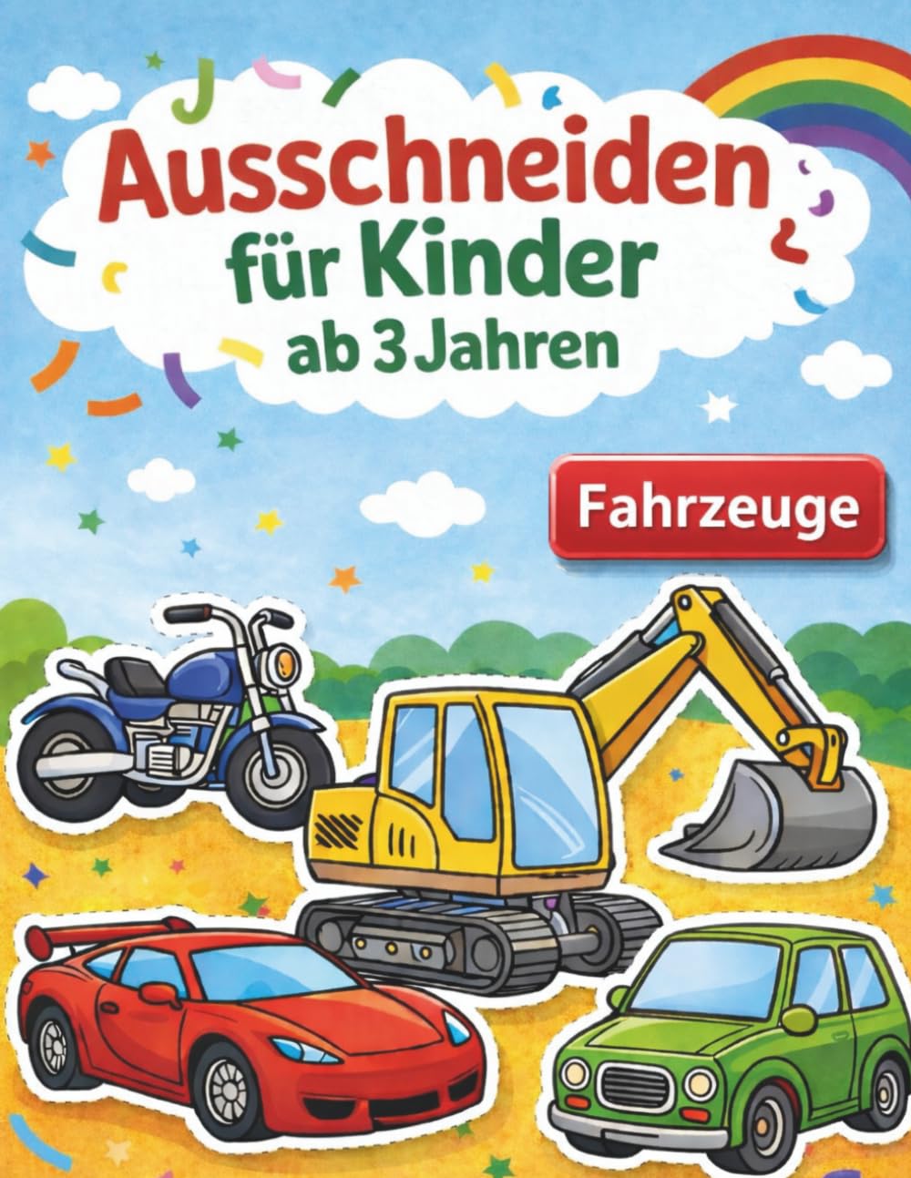 Ausschneiden für Kinder ab 3 Jahren -: Das spielerische Bastelbuch mit Fahrzeugen zur Förderung der Feinmotorik und Konzentration - schneiden, falten, kleben & spielen
