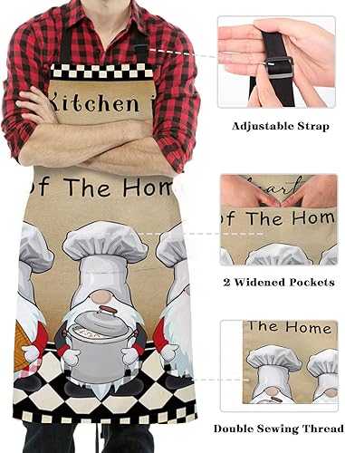 Miniatura 3 de Delantal de chef ajustable, delantal de cocina con bolsillos para hombres y mujeres, gnomos de cocina
