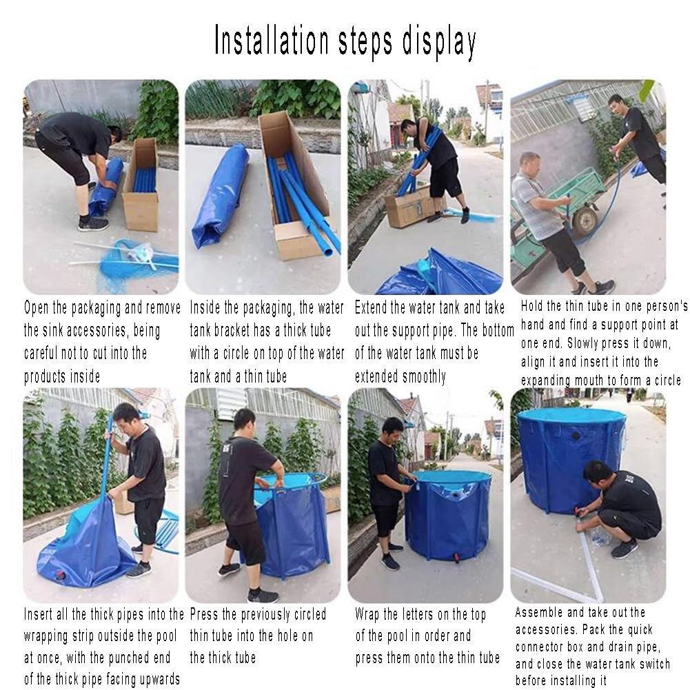 Una Piscina Circular En El Suelo, Piscina Del Acuario Piscina Infantil Plegable Lona De PVC Con Marco De Acero Y Válvula De Drenaje Para Colectores De Cubos De Lluvia ( Color : Azul , Tamaño : 1x1m/78