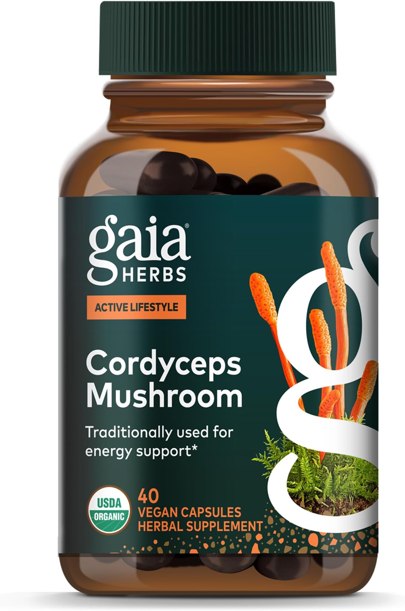 Cordyceps Mushroom - Traditionally Used to Support Sustaining Energy & Endurance* - One Daily with Organic Cordyceps Mushroom - 40 Vegan Capsules (40 Servings)