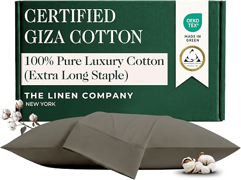 100% Pure Luxury Cotton Queen Size Pillowcases - 2Pcs, Dark Grey