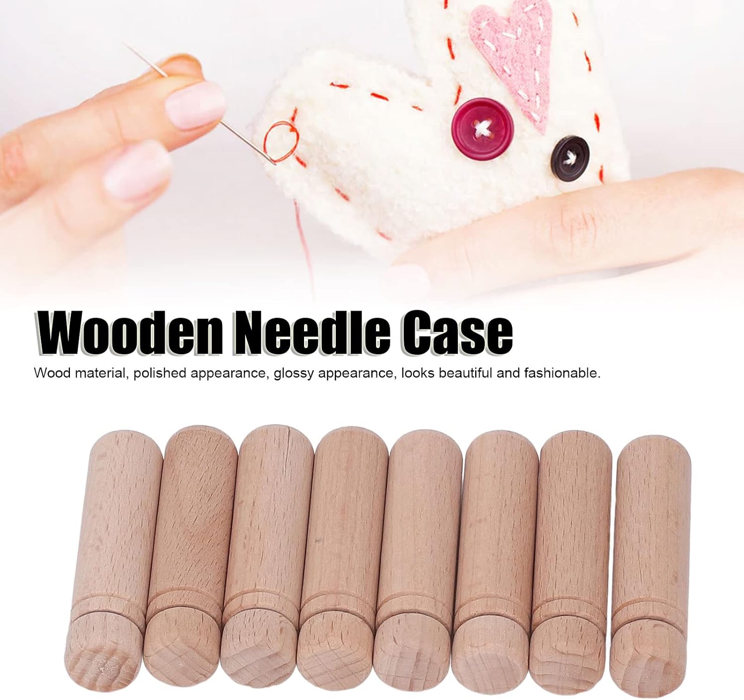 Tgoon Wooden Needle Case , 8pcs Anti Lost Sturdy Sewing Needle Holder for Household