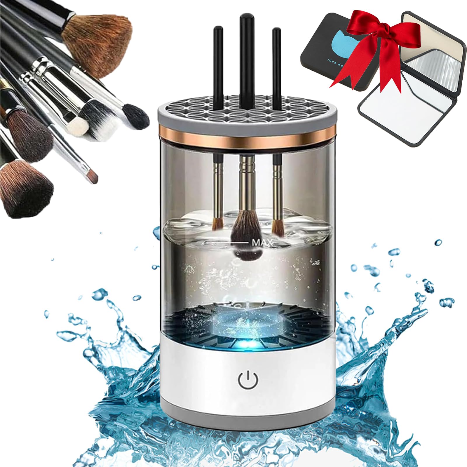 Beauty Swirl Cosmetic Brush Cleaner, Brushly Pro Cosmetic Brush Cleaner, Illumi Brush Blender, Brushy Makeup Brush Cleaner, Brushly Pro, Illumi Brush Cleaner, Electric Automatic Spinning (1Pcs-Black)