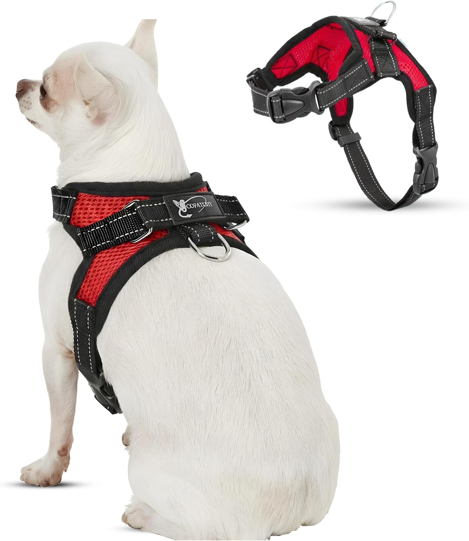 No Pull Reflective Adjustable Dog Harness With Handle- Comfortable Soft All Weather Mesh, Easy On Puppy Harness For Small Medium and Large Dogs (Red) X-Small