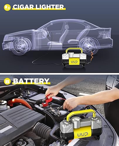 Miniatura 3 de Inflador de Neumáticos Compresor de Aire, 150PSI 12V DC Doble Cilindros Bomba de Aire Portátil de Servicio Pesado con Luz LED de Emergencia