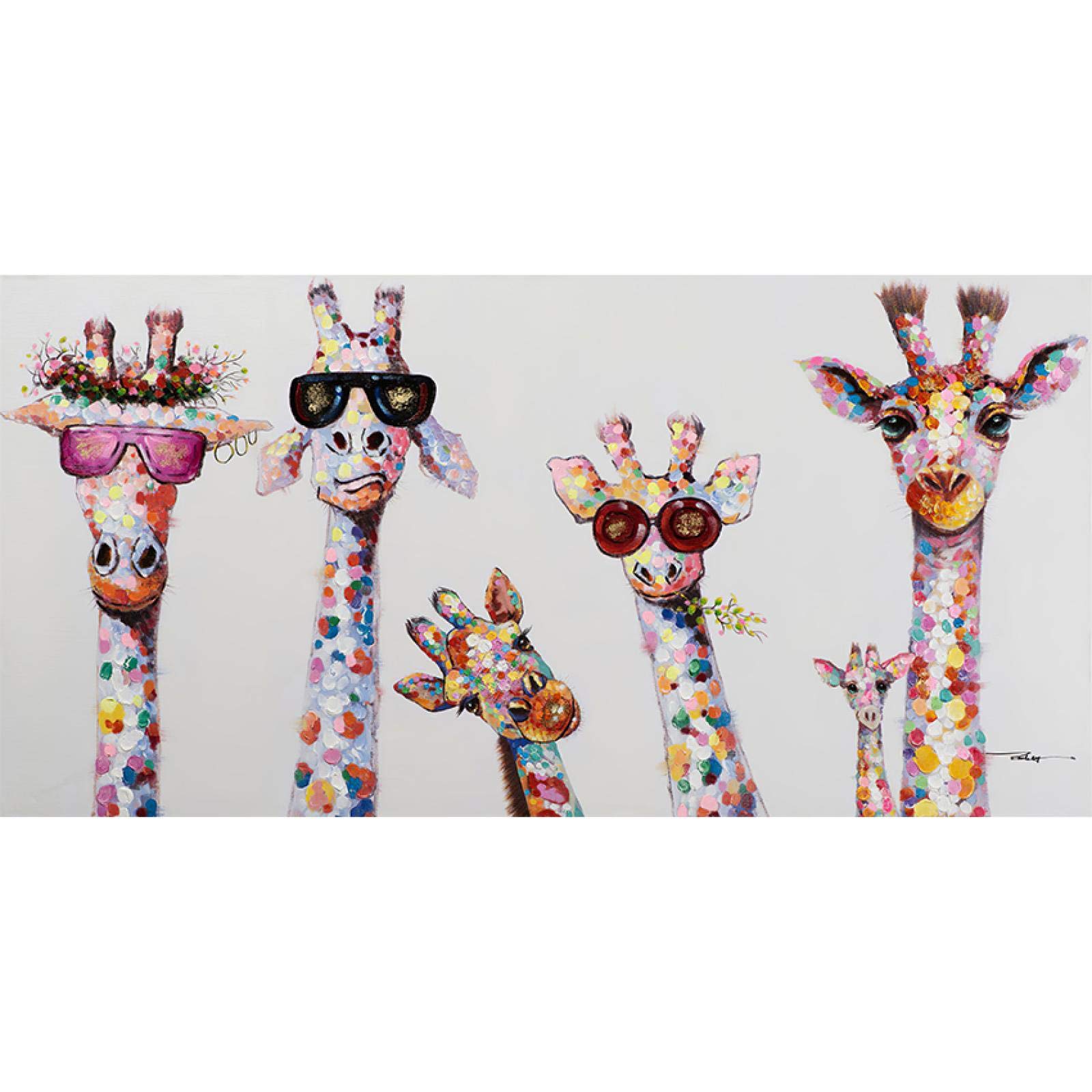Yooyu Póster infantil con estampados de animales divertidos jirafa familia Graffiti arte lienzo pintura cuadro de arte de pared para habitación de niños hogar 90x185cm (35.4x72.3in) sin marco