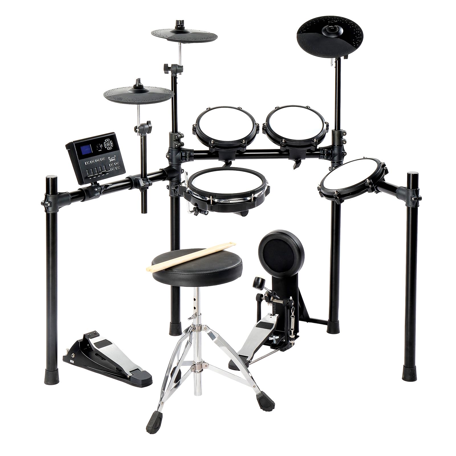 Glarry Electric Drum Set with Quiet Mesh Pads, 10