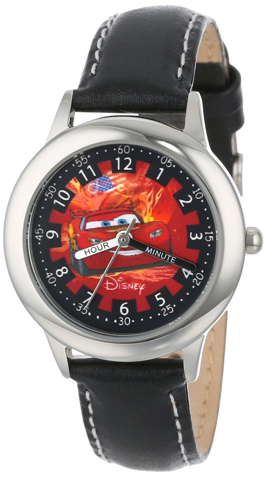 Disney by Ewatchfactory - W000092 - Montre Enfant Cars - Quartz - Pédagogique - Bracelet Cuir Noir