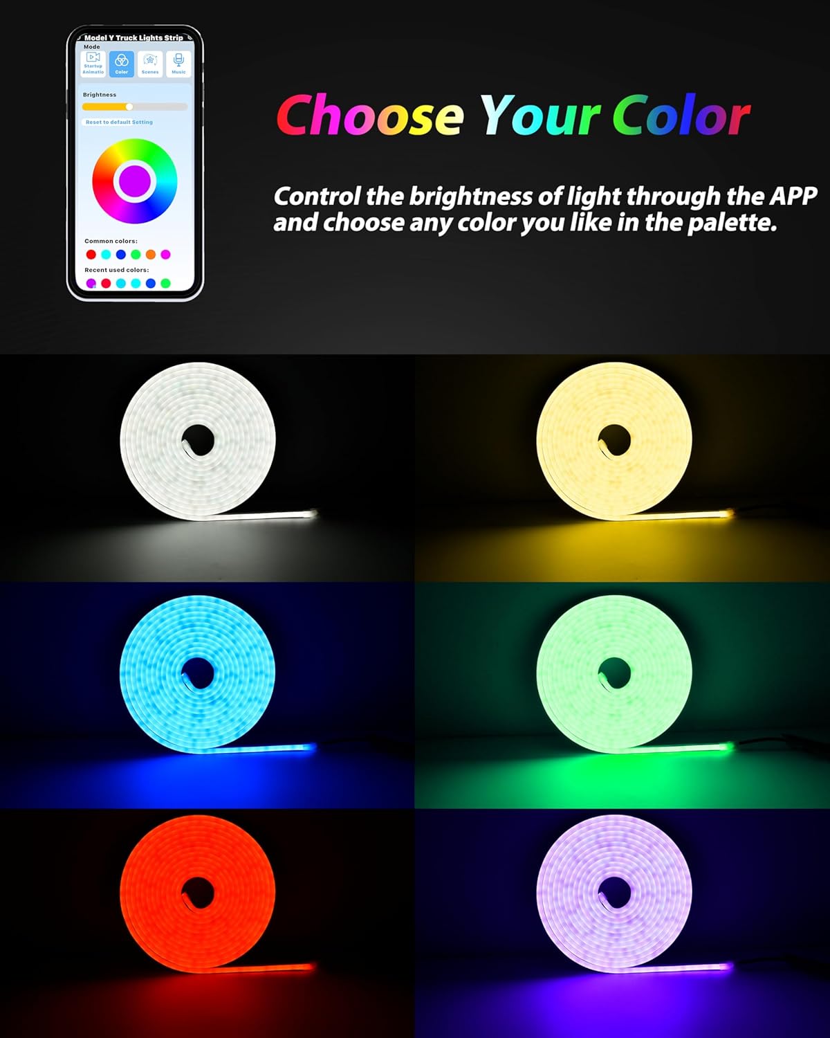 KEWISAUTO LED Trunk Light Strip for Tesla Model Y & Juniper 2021-2026, APP-Controlled RGB Ambient Neon Lights with Auto On/Off, Waterproof Silicone for Car Trunk & Camping Atmosphere