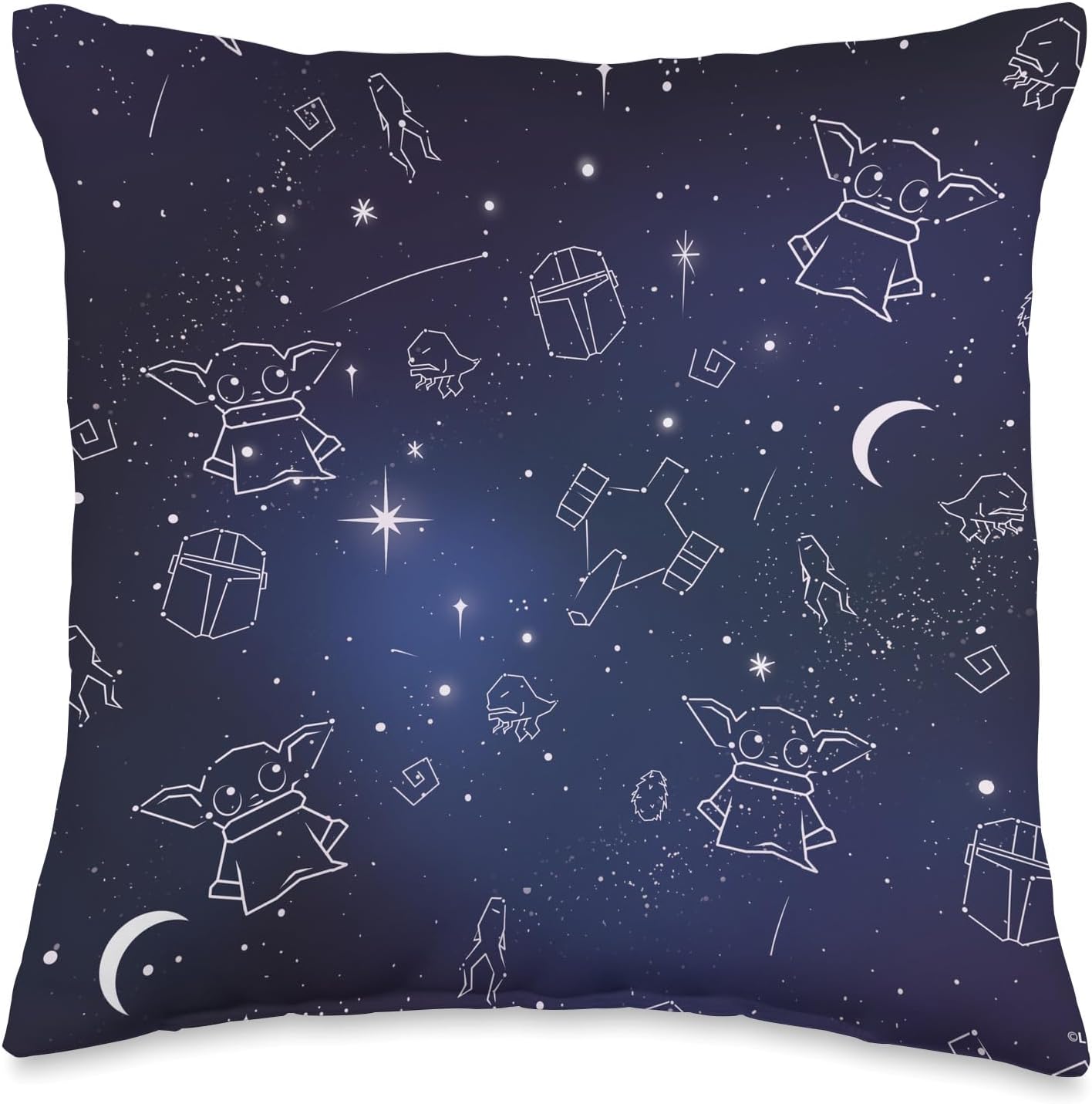 Star Wars The Mandalorian Grogu Galaxy Midnight Blue Throw Pillow