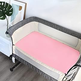 Baby Bassinet Sheets 4 Pack Compatible with 33 x 20 Mika Micky, Baby Delight, Dream On Me and Other Rectangle Bassinet Mattress, Ultra Soft & Skin Friendly, Washer & Dryer, Pink and White