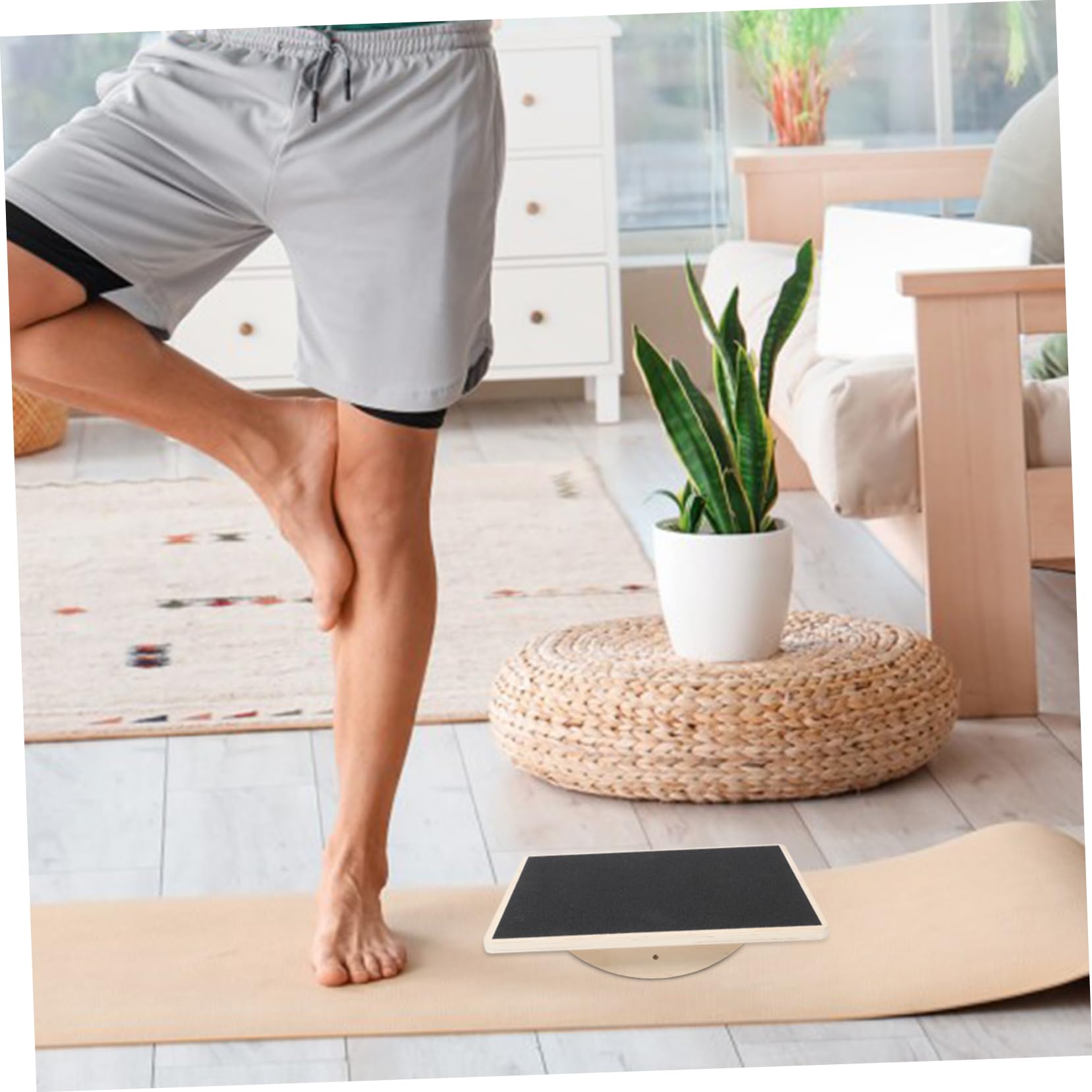 Tavola Equilibrio Yoga Rettangolare in Legno per Adulti | Allenamento Coordinazione e Stabilità, Uso Domestico Palestra, Design Compatto per Esercizi Controllati