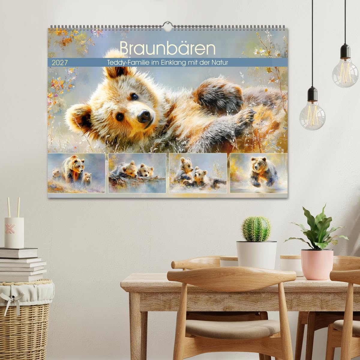 Braunbären. Teddy-Familie im Einklang mit der Natur (Wandkalender 2027 DIN A2 quer), CALVENDO Monatskalender: Malerische Illustrationen zeigen ... Licht und harmonischer Natur (CALVENDO Tiere)
