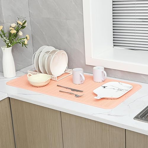 Miniatura 1266 de Tapete de silicona para secado de platos para múltiples usos, fácil de limpiar, ecológico, resistente al calor, tapete de silicona para encimera