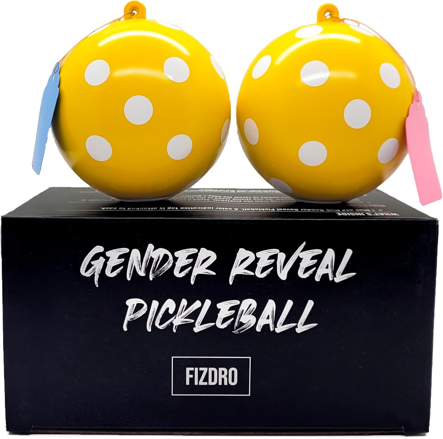 Gender Reveal Pickleballs, Pre-Filled, for Baby Showers and Gender Reveal Parties. Pink and Blue. 2 Pack.