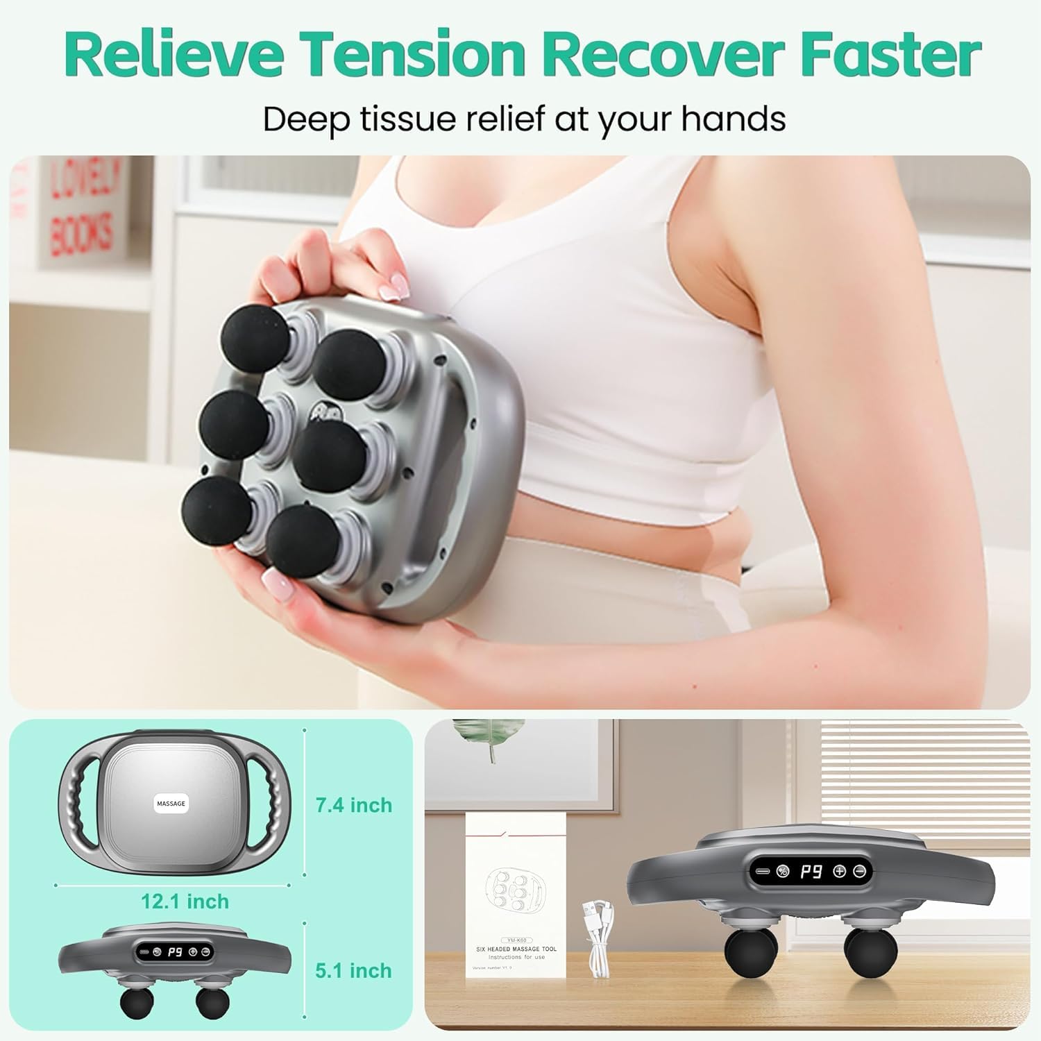 Amazon.com: ZVZ 6-Head Massage Gun with 9 Speeds & 9 Modes - Deep