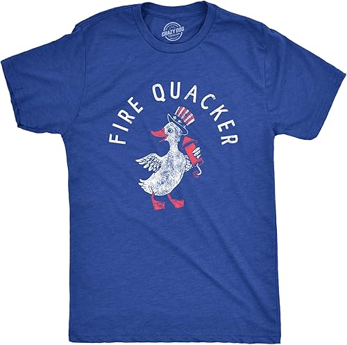 Camiseta de fuego para hombre, divertida camiseta sarcástica sarcástica del 4 de julio, para fiesta de fuegos artificiales de pato, broma gráfica