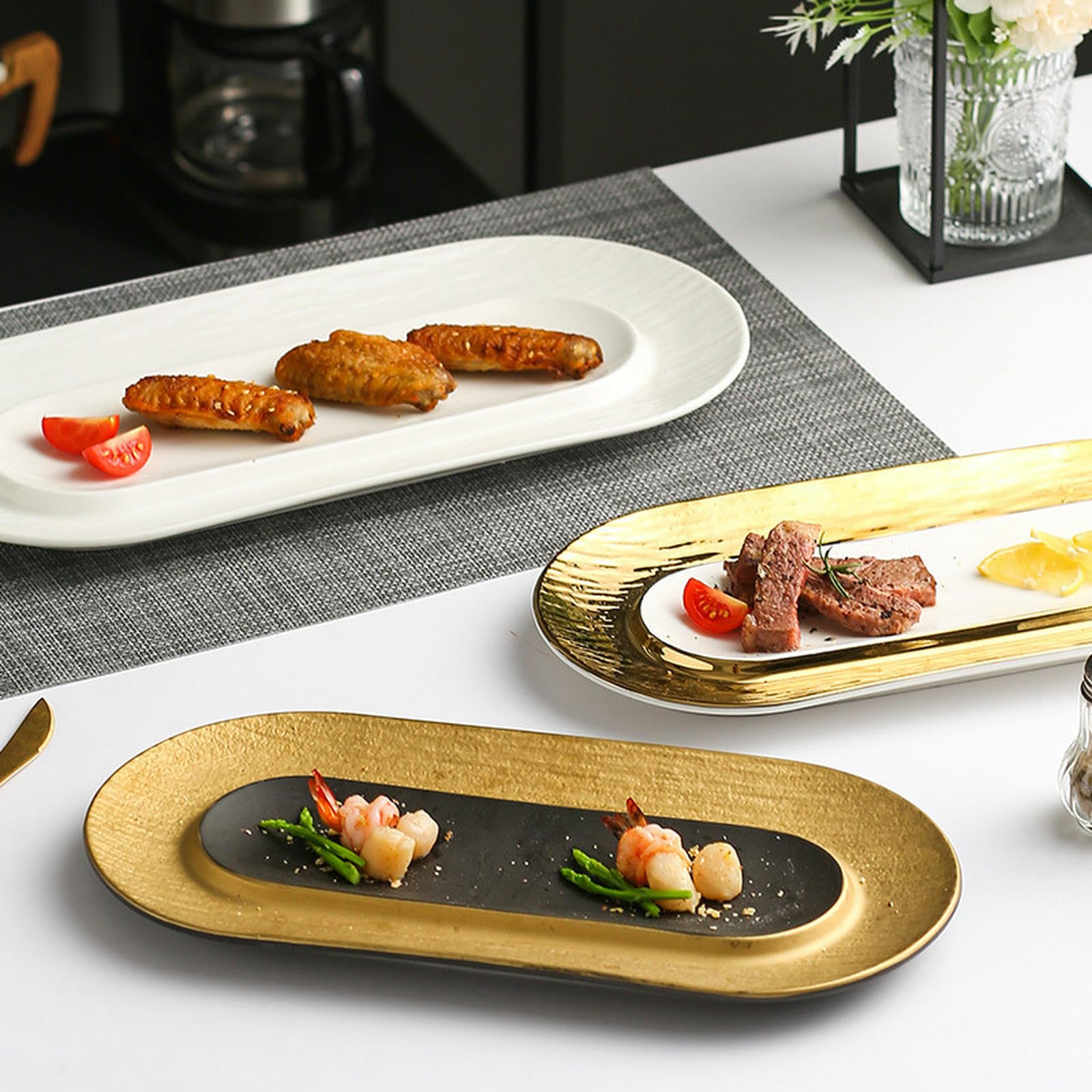 Vaisselle créative en relief en céramique pour sushis occidentaux - Noir - Taille L