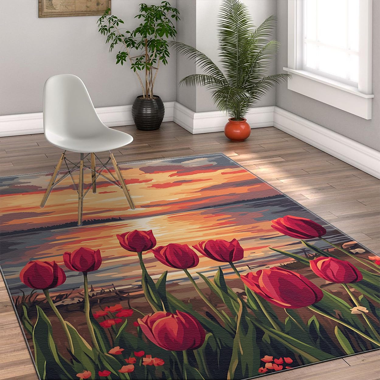 Tapis de salon floral 160x200cm au raffinement vintage et finitions bohèmes