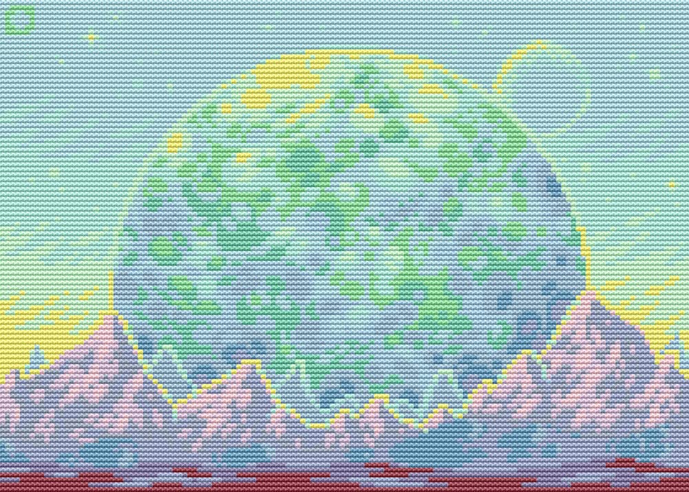 Awesocrafts Planet Cross Stitch Stamped Kits Easy Patterns Cross Stitching Embroidery Needlework Kit Supplies (Planet)