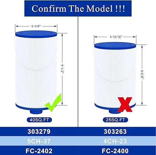 Miniatura 2 de Cryspool® Filtro 2402 compatible con Watkins 303279, FC-2402, filtro de flujo libre y Lifesmart para bañera de hidromasaje, cartucho de filtro de