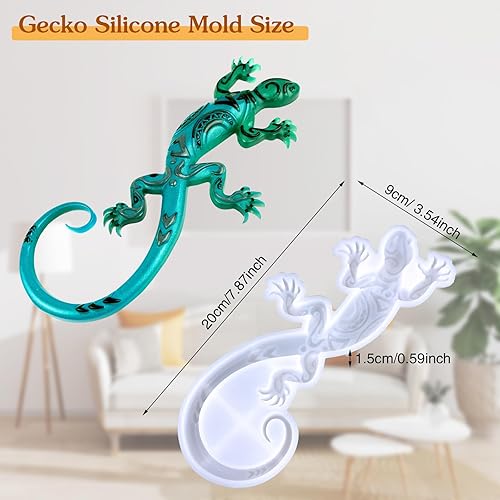 Miniatura 4 de Molde de silicona 3D Gecko de resina de animales, molde de estatua de animales grandes, molde epoxi, molde de fundición para manualidades, para