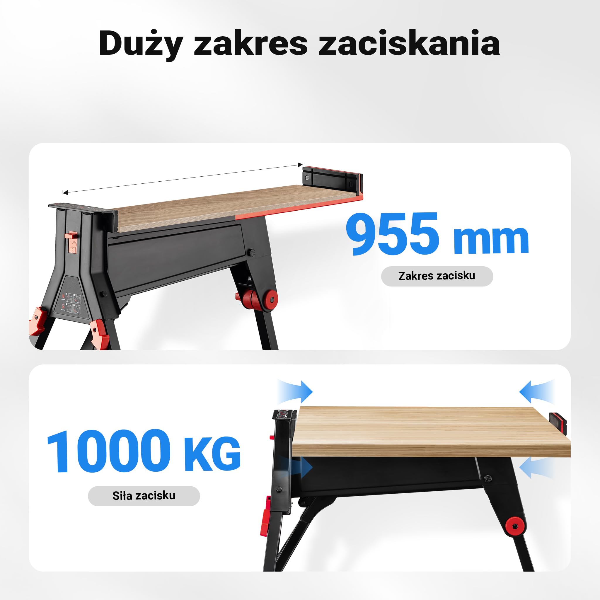 Wiltec Kobyłka z imadłem 98 x 88 x 87 cm, składane imadło nożne do maks. 200 kg z podporą i pedałem, czarny, przenośny stół warsztatowy