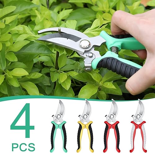 Miniatura 4 de Lothee 4 tijeras de podar para jardinería, tijeras de jardín de mano, tijeras de jardín resistentes, tijeras de corte de plantas de setos, tijeras