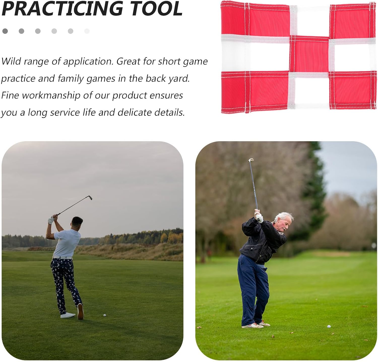 Golf Practice Flag Checkered Pin Flag Red White Grid for Golf Course Putting Green