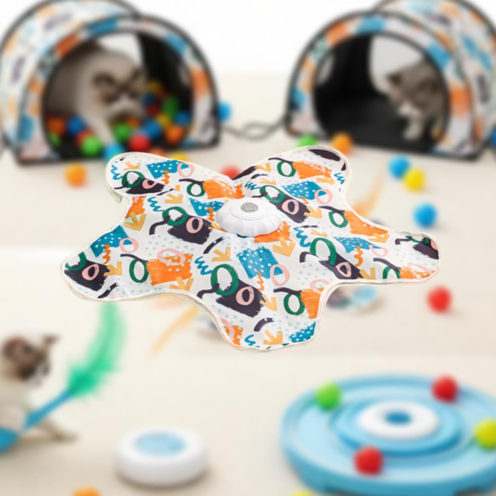 LOVIVER Giocattolo interattivo con Piume per Gatti, Gioco di nascondino per Gatti, Gioco di Caccia al Gatto, di Movimento, Piume per Gattini, 500 mAh