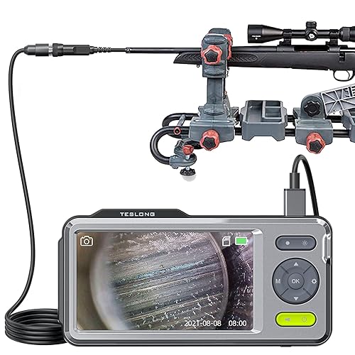 Teslong Boroscopio de rifle con monitor de 5 pulgadas, cámara de inspección de orificios, sistema de limpieza visual de pistola, se adapta a calibre