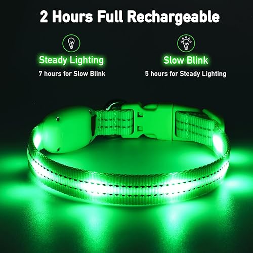 Miniatura 3 de PZRLit Collares iluminados para perros pequeños, medianos y grandes, collar de perro LED ajustable, collar recargable suave brillante para perros y