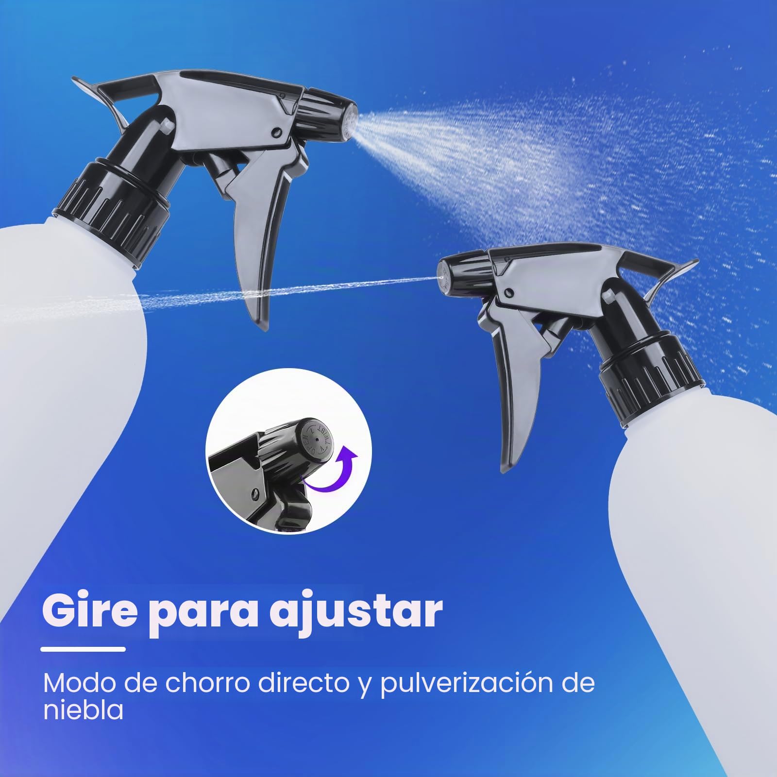 Botellas de spray vacías de 500 ml de polietileno de alta densidad sin fugas, botella de spray vacía para soluciones de limpieza, plantas, blanqueador, vinagre, alcohol