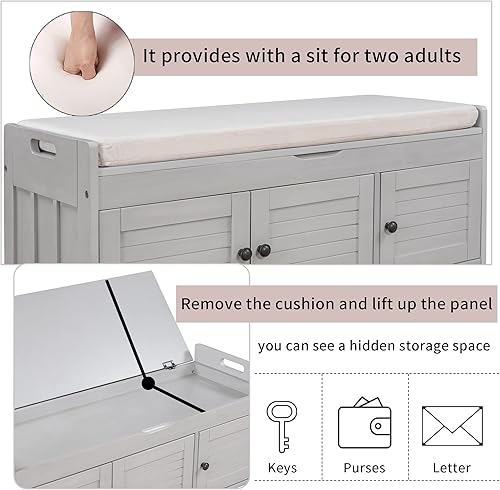 Miniatura 7 de Banco de almacenamiento, mejora tu entrada con nuestro banco de almacenamiento, banco con almacenamiento y 3 puertas en forma de persiana