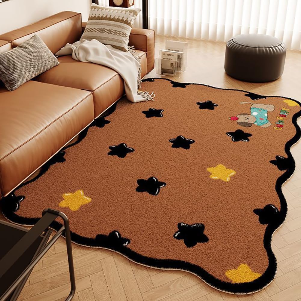Tapis lavable et antidérapant 200x300 cm en coton brun