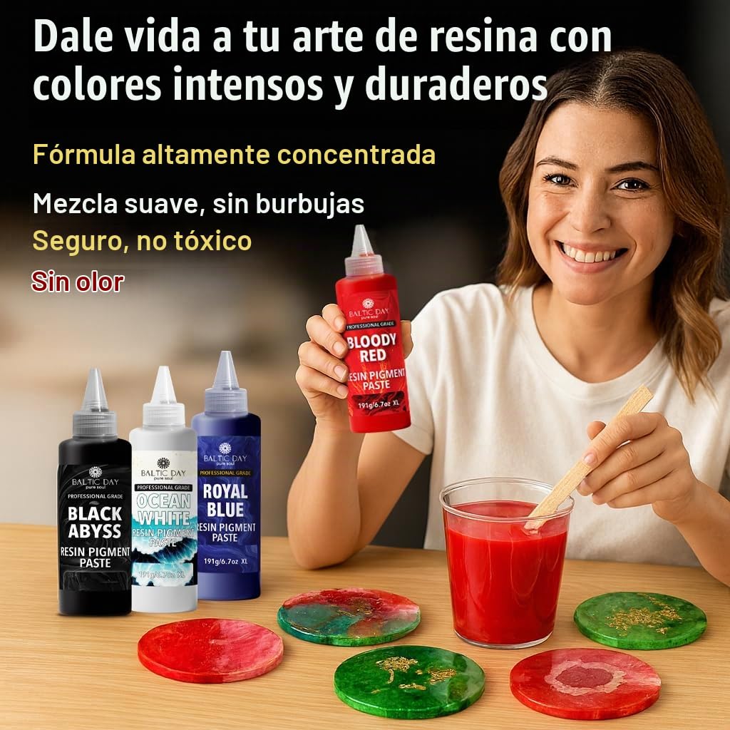 BALTIC DAY Pasta de pigmento de resina epoxi opaca, 10 colores, 20 g cada uno, colorante de resina altamente concentrado para resina epoxi, fundición, vertido profundo y arte de resina