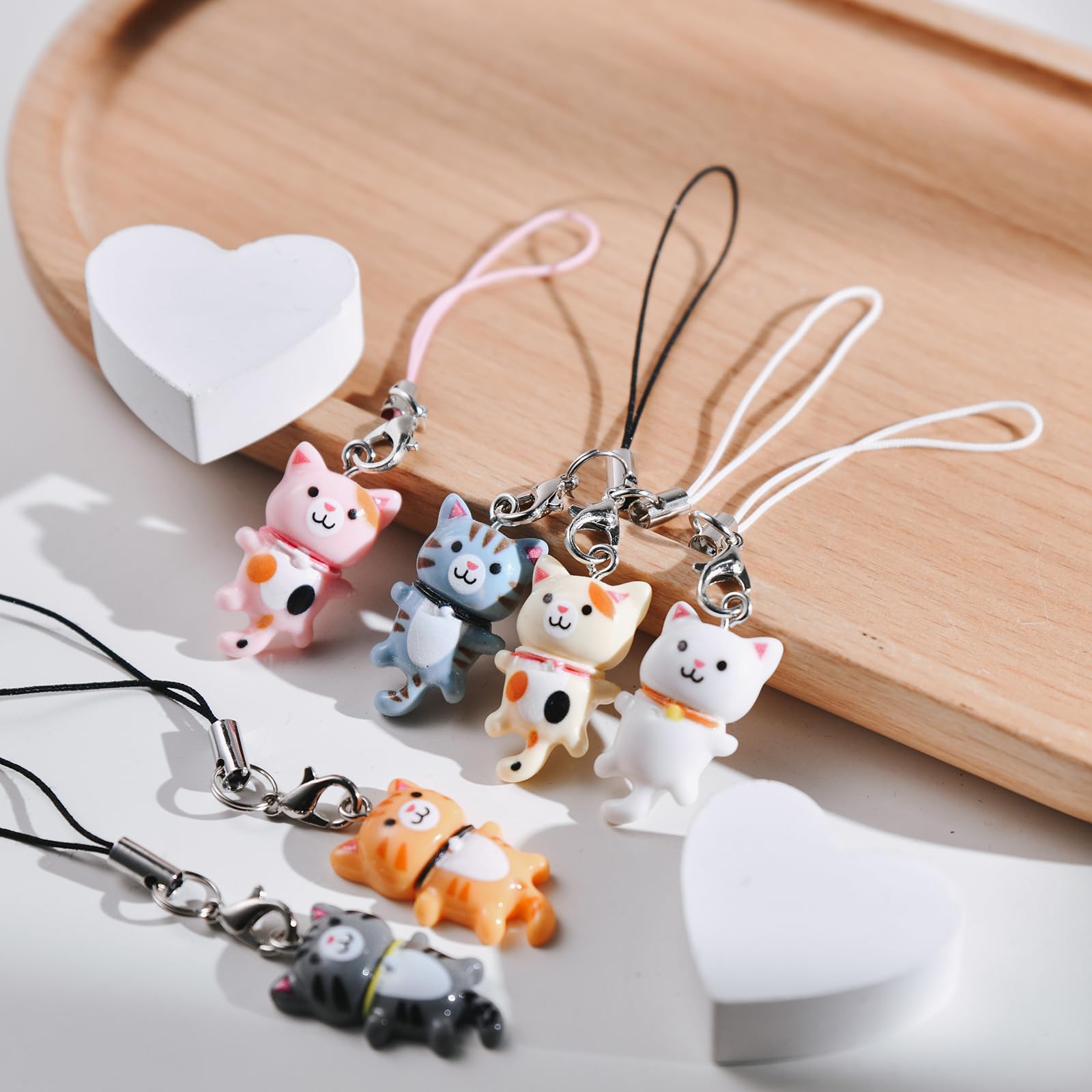 PUCAPOCO Uroczy kot zawieszka na telefon kawaii estetyczne zawieszki do telefonu pasek brelok do plecaka portfel torba 6 szt