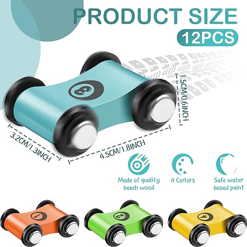 Miniatura 2 de Chivao 12 piezas de mini rampa de madera para automóvil, pista de carreras de madera, auto de juguete para niños pequeños para autos de repuesto de