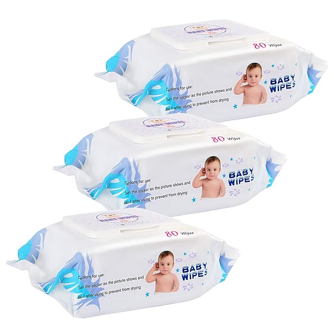 UNIH Baby Wet Wipes Born Babies, Alcohol Free,Water Wipe Soft Wipe for Cleaning,Fragrance,Enrivhed with Vitamin E, 80pieces