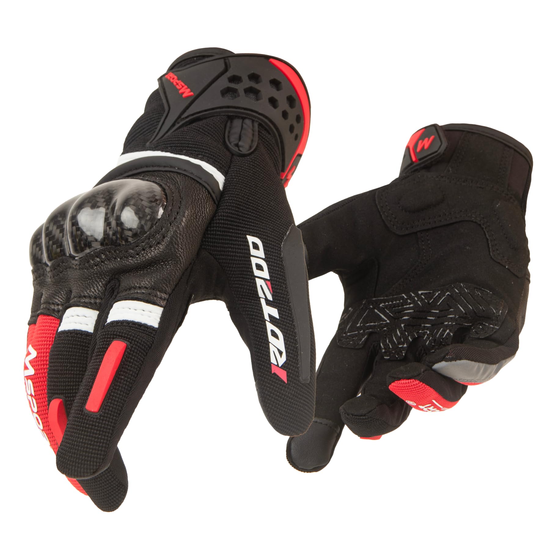 Msport Guanti Moto Motocross con Protezioni in Carbonio – Antiscivolo, Traspiranti e Touch Screen, Ideali per Motociclismo, Enduro e Scooter