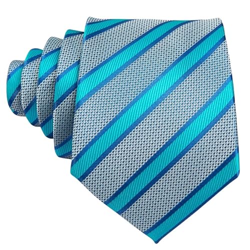 Sdfgh Fashion Blue Striped Men Tie Gold Brooches Silk Tie Handkerchief Set Neck Tie For Men Groom Business (Color : A, Size : One Size) #TOP3