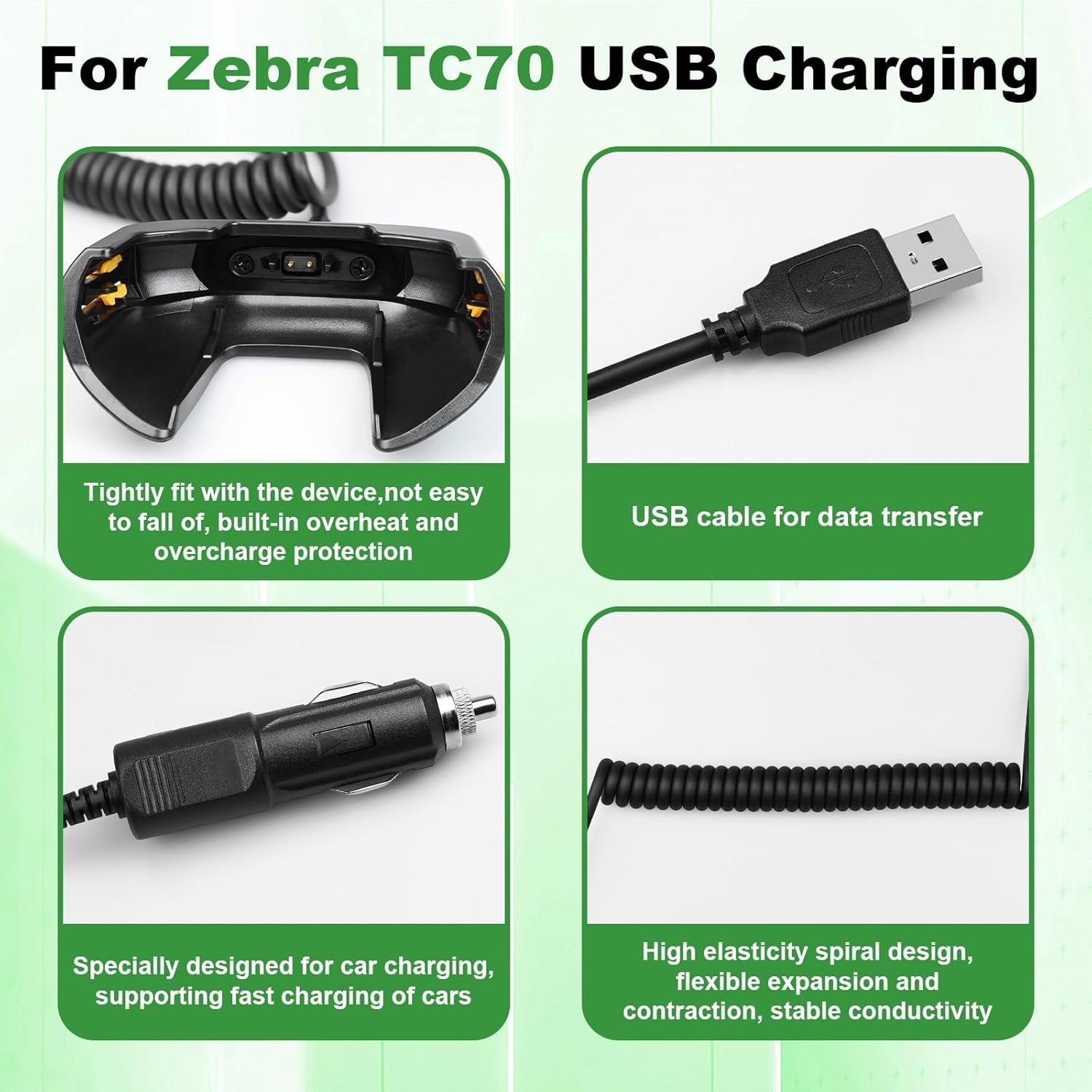 for Zebra Scanner TC77 Car Charger: USB Vehicle Charging Data Transfer Cable for Symbol TC70 TC72 TC75 TC55 TC77 TC75EK TC700H TC700K TC77HL TC720L TC70x TC75x BT-00031 Handle Scanner - Image 5