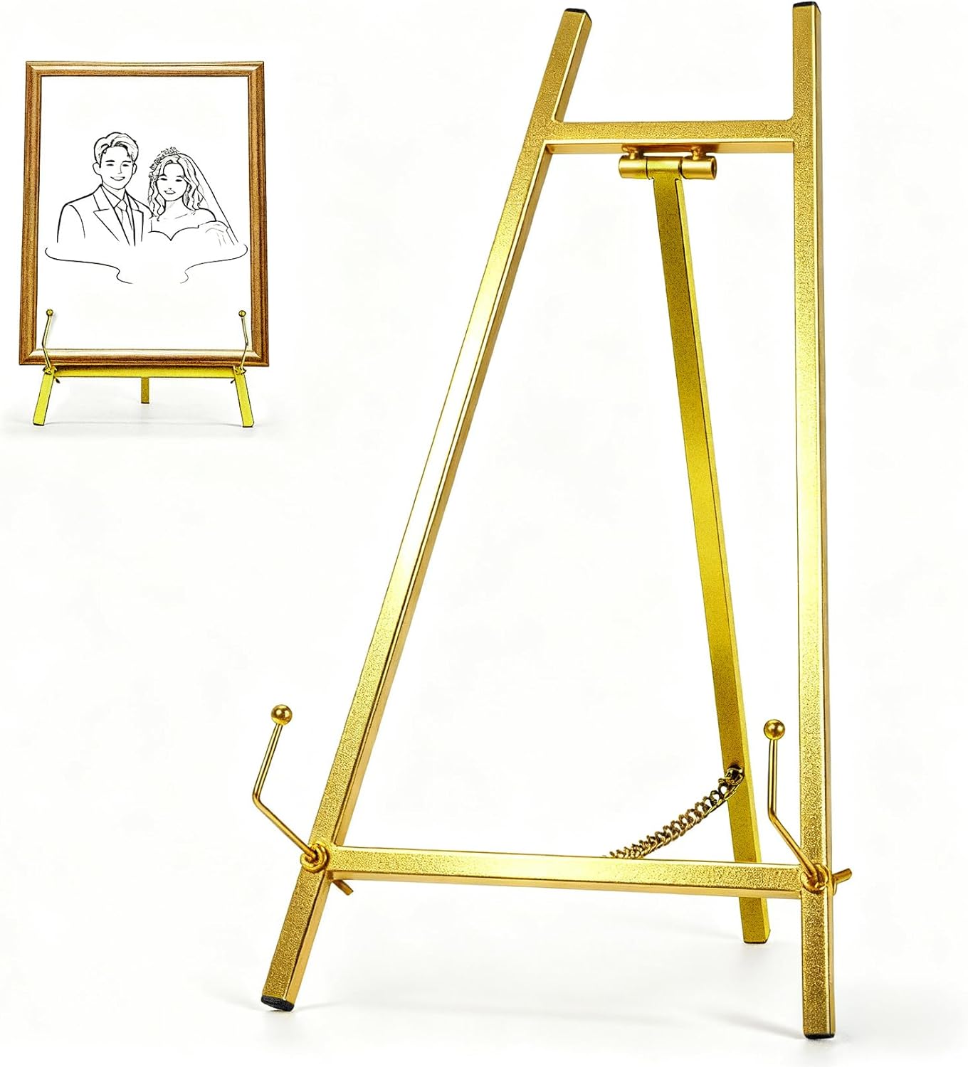 16.5 Metal Easel Stand for Sign – Elegant Table Top Easel for Display, Heavy Duty Tabletop Picture Easel Stand for Wedding Sign, Picture Frame, and Art (Gold)