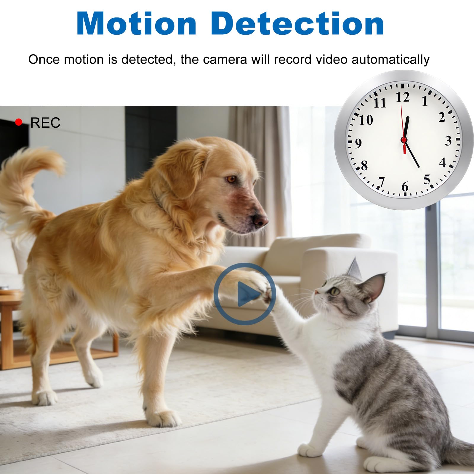 Horloge murale avec caméra espion, enregistreur vidéo HD1080P, caméras cachées, enregistrement en boucle, détection de mouvement, caméra de surveillance pour bureau à domicile, sans WiFi