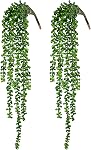 CEWOR 2pcs Succulents artificiels Plantes suspendues Faux cordons de perles pour jardin mural de décoration (24 Inches par longueur)