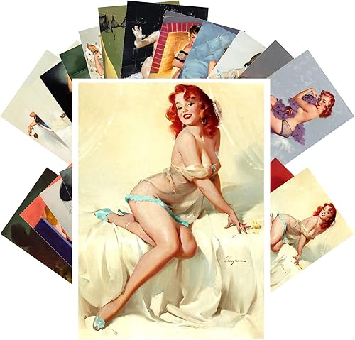PIXILUV Tarjetas postales vintage (24 piezas de 4 x 6 pulgadas cada una) Hermosas tarjetas de notas vintage de Gil Elvgren retro tarjeta de