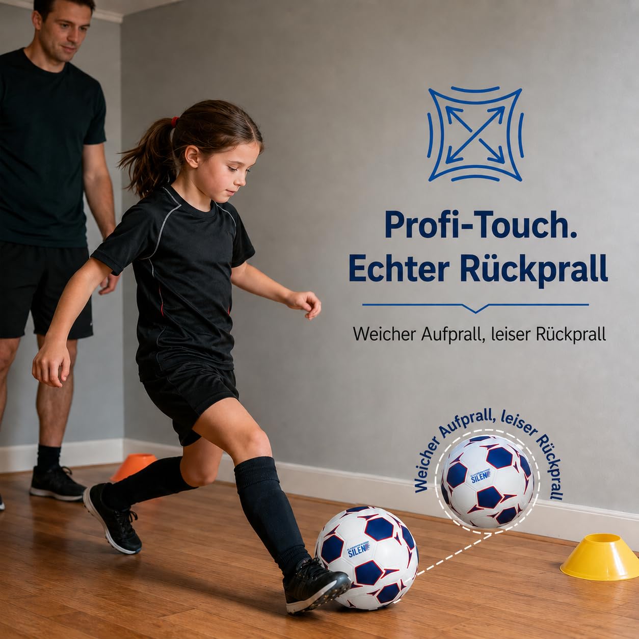 Indoor Football Training Ball Größe 5 - Der House Ball – Weicher Schaumfußball für Indoor-Training, Luftloser Indoor-Ball für Kinder und Erwachsene, Geschenk für Fußballfans Jungen 8–12 & Mädchen